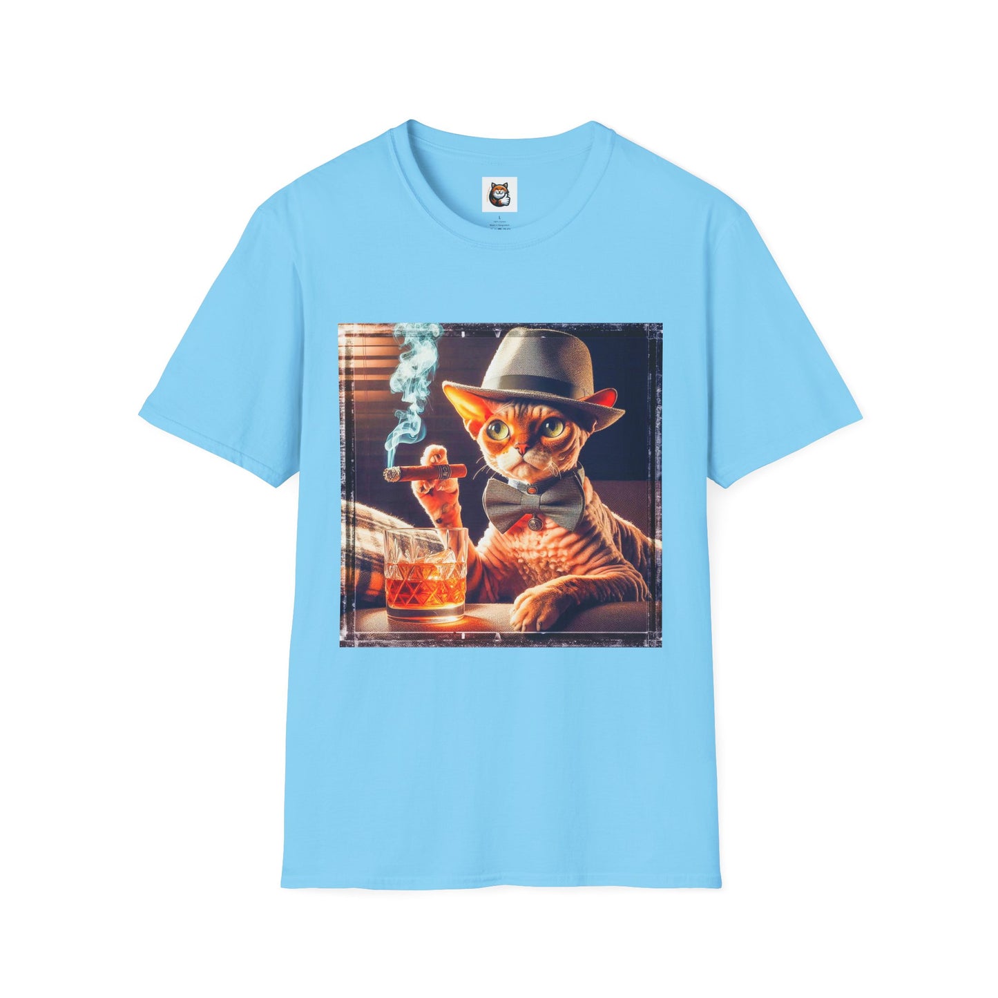 Devon Rex Cat whiskey drinker Softstyle T-Shirt