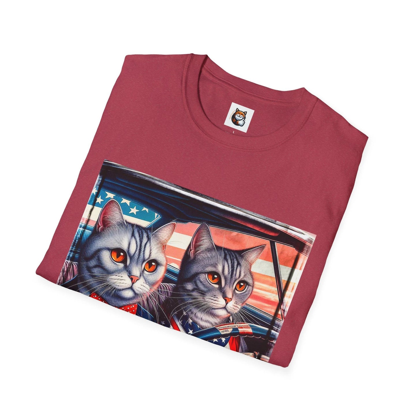 Wacky American friends driving Unisex Softstyle T-Shirt by Printify
