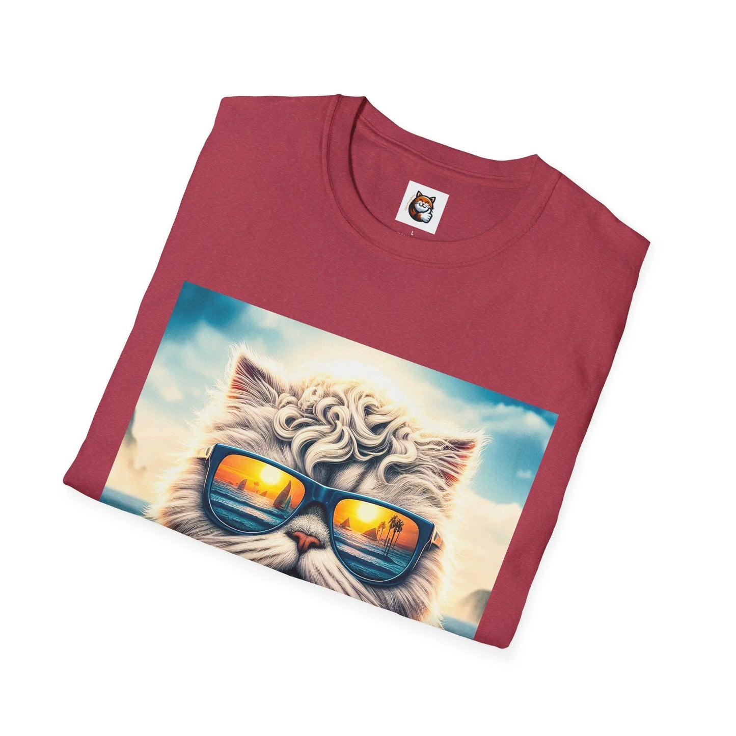 Selkirk Rex Cat T-Shirt beach day by Printify