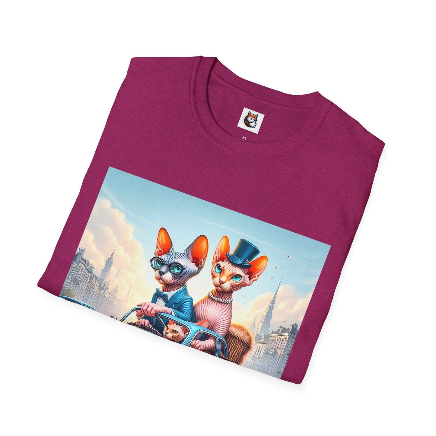 Wacky Sphynx Cat blue car by Printify