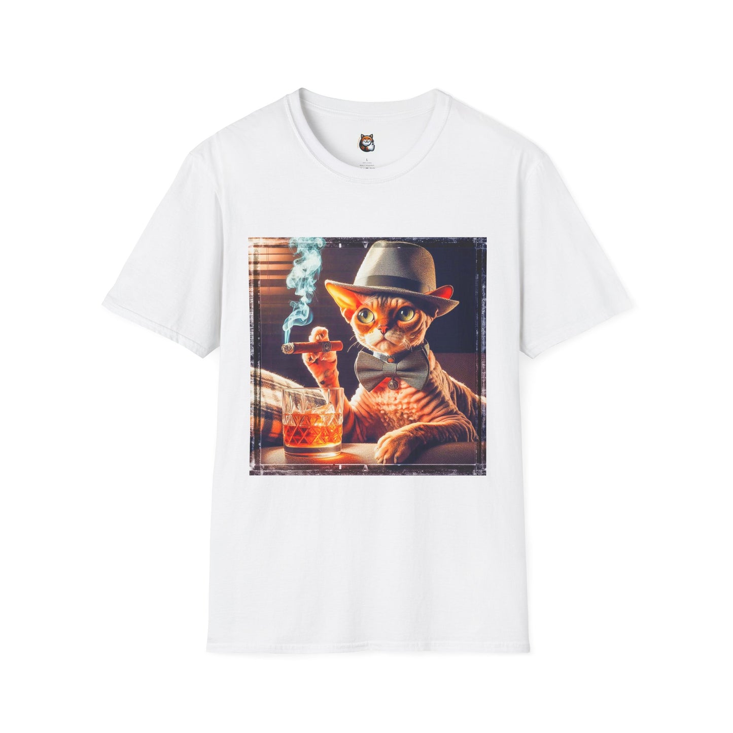 Devon Rex Cat whiskey drinker Softstyle T-Shirt