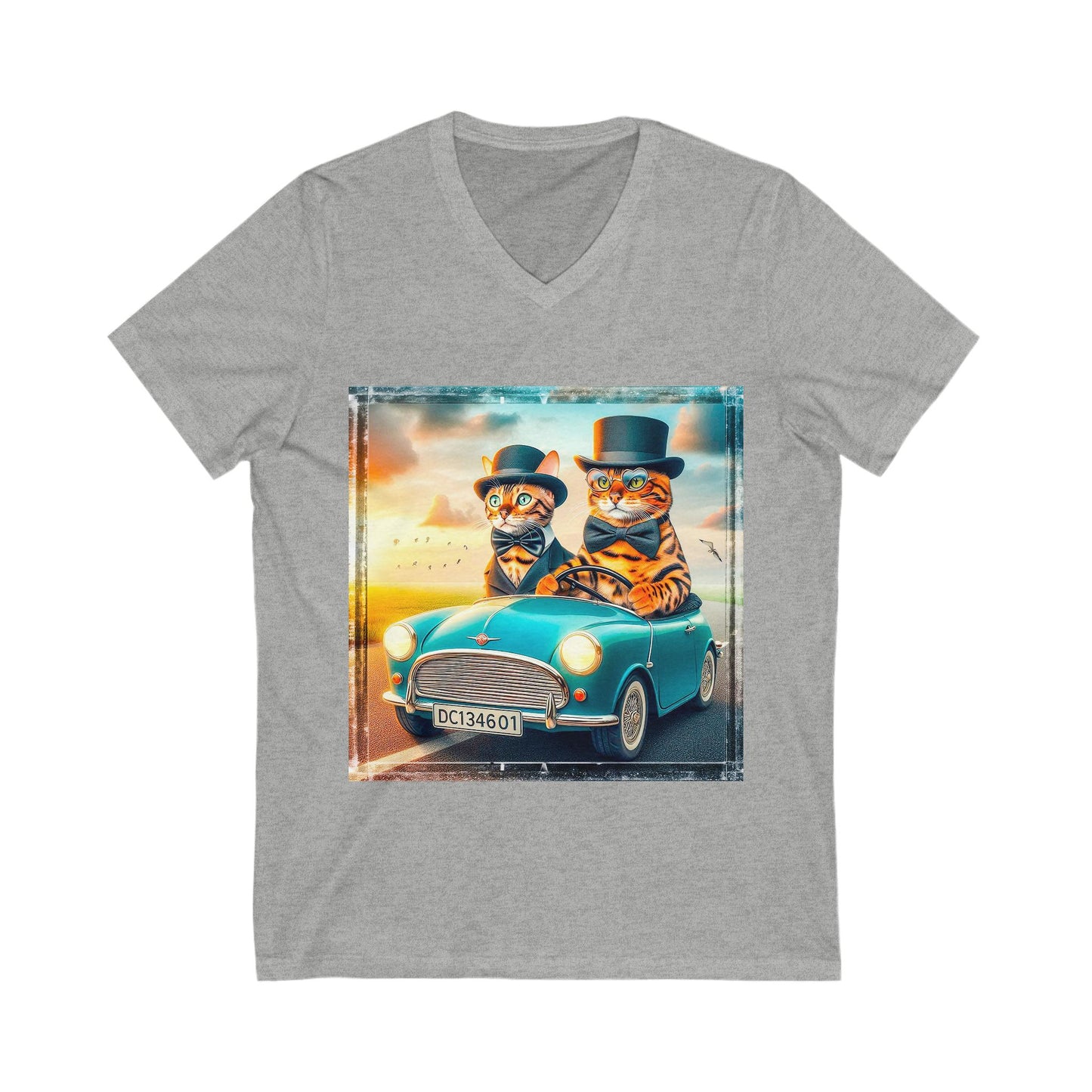 Wacky Bengal hat and bow tie Short Sleeve V-Neck Tee