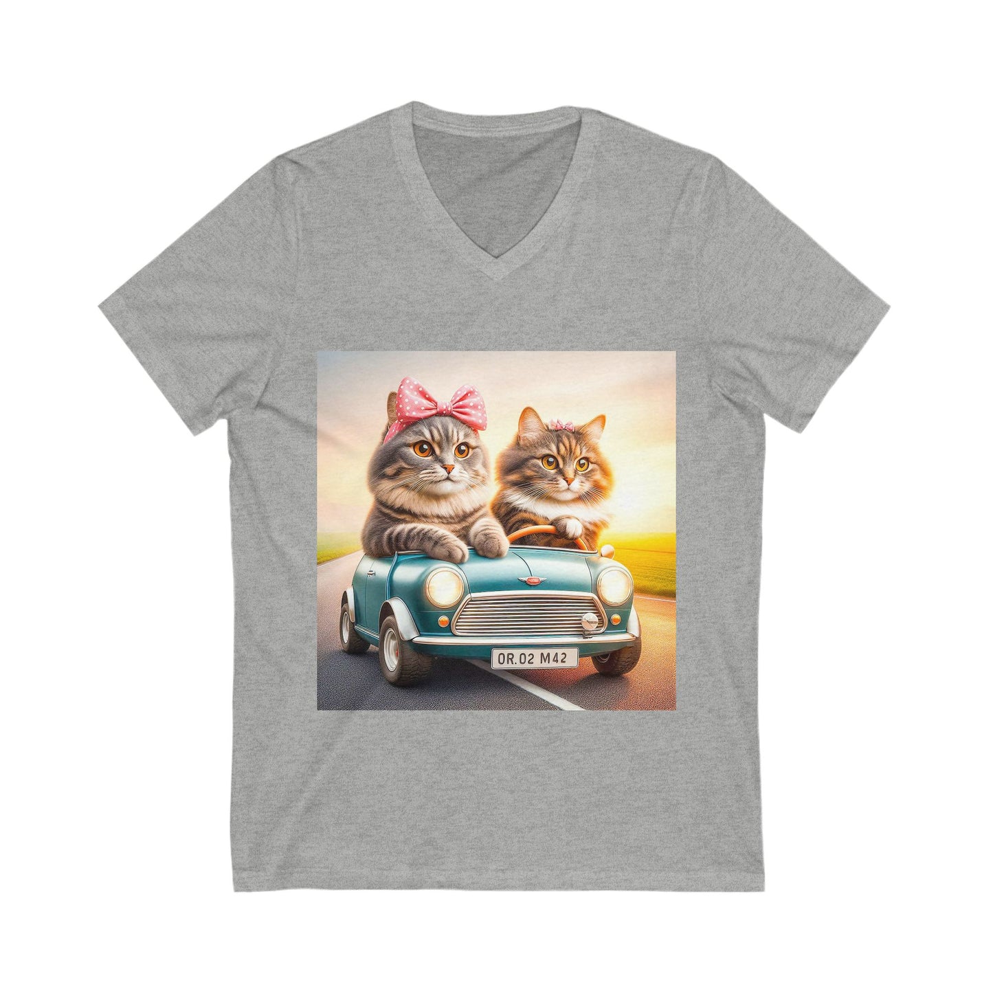Wacky Domestic Cat Unisex Jersey Short Sleeve V-Neck Tee