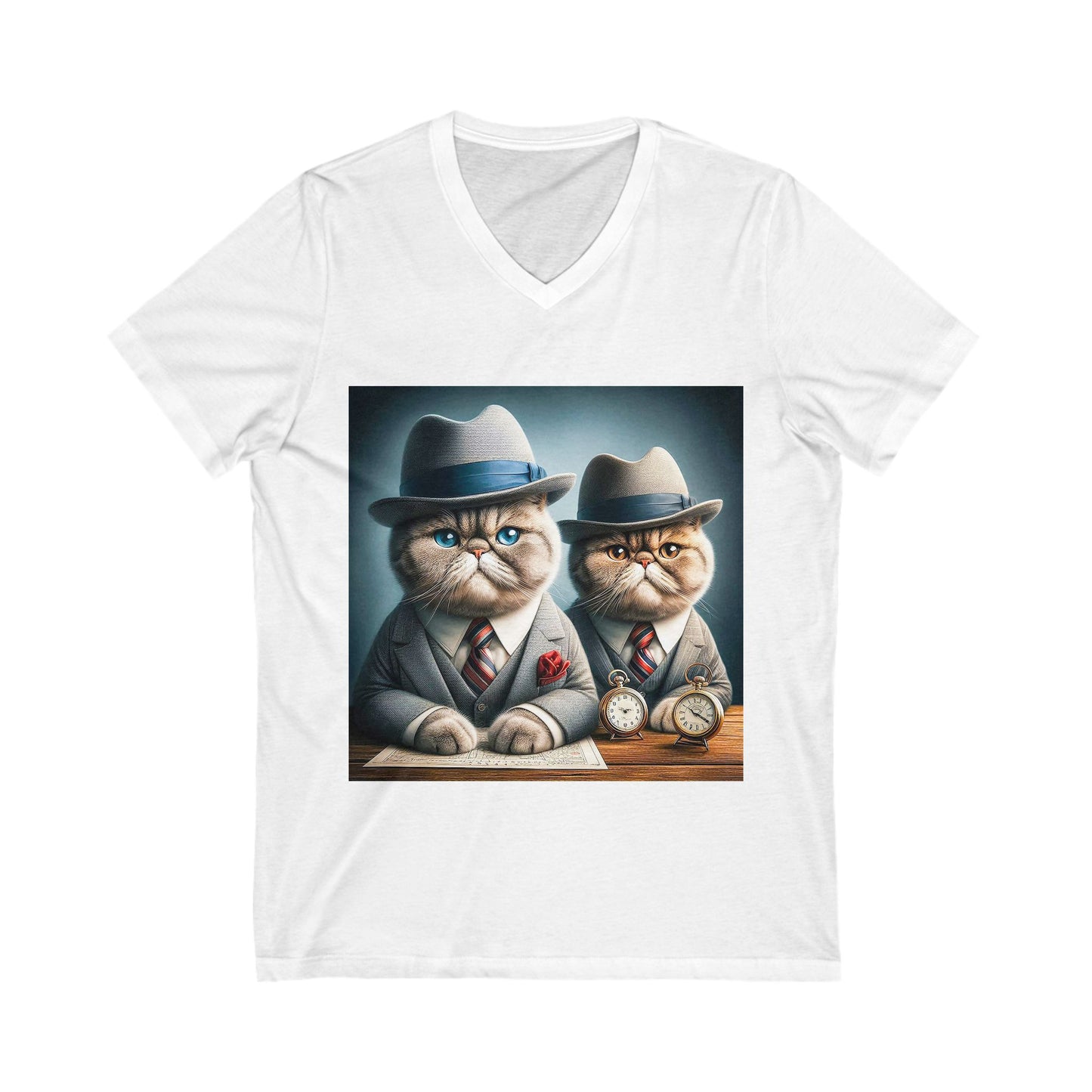 Exotic Shorthair Cat Unisex Jersey Short Sleeve V-Neck Tee