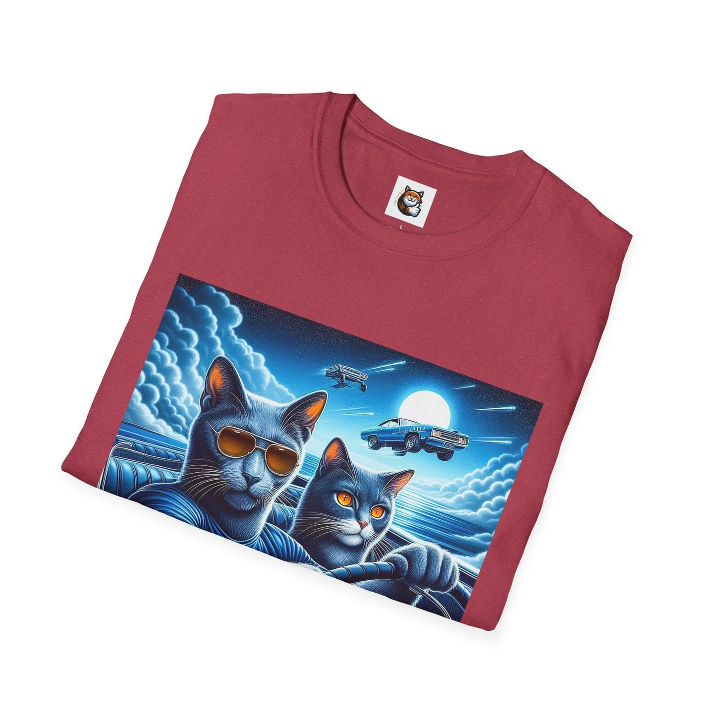 Russian Blue Cat pretty night T-Shirt by Printify
