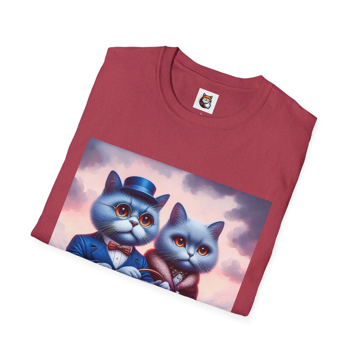 Russian Blue Cat tiny car T-Shirt by Printify