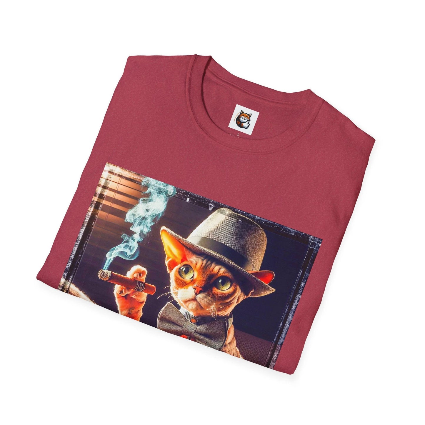 Devon Rex Cat whiskey drinker Softstyle T-Shirt by Printify