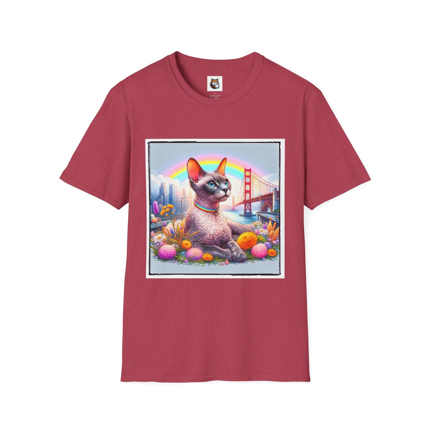 Devon Rex Cat rainbow Softstyle T-Shirt