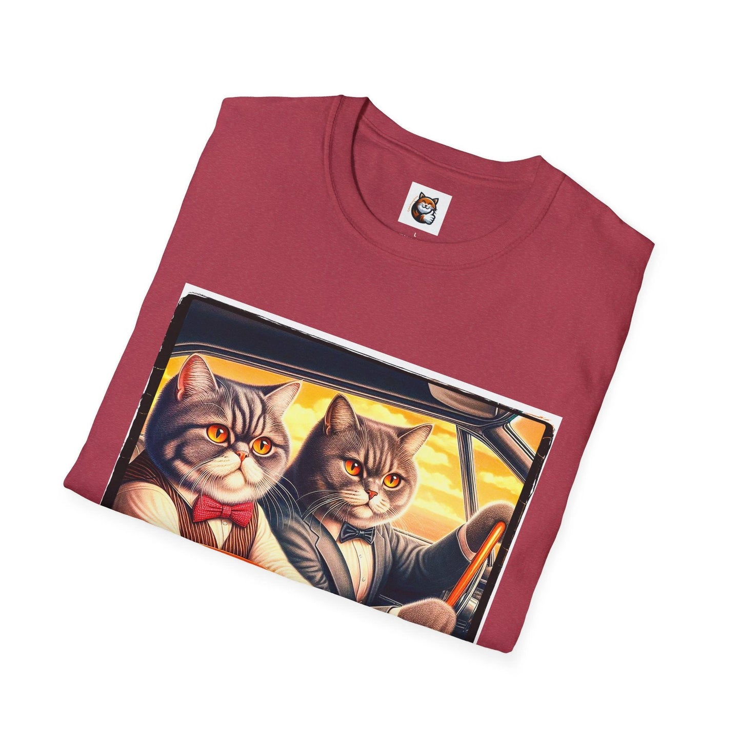 Wacky British Shorthair friends driving Softstyle T-Shirt by Printify