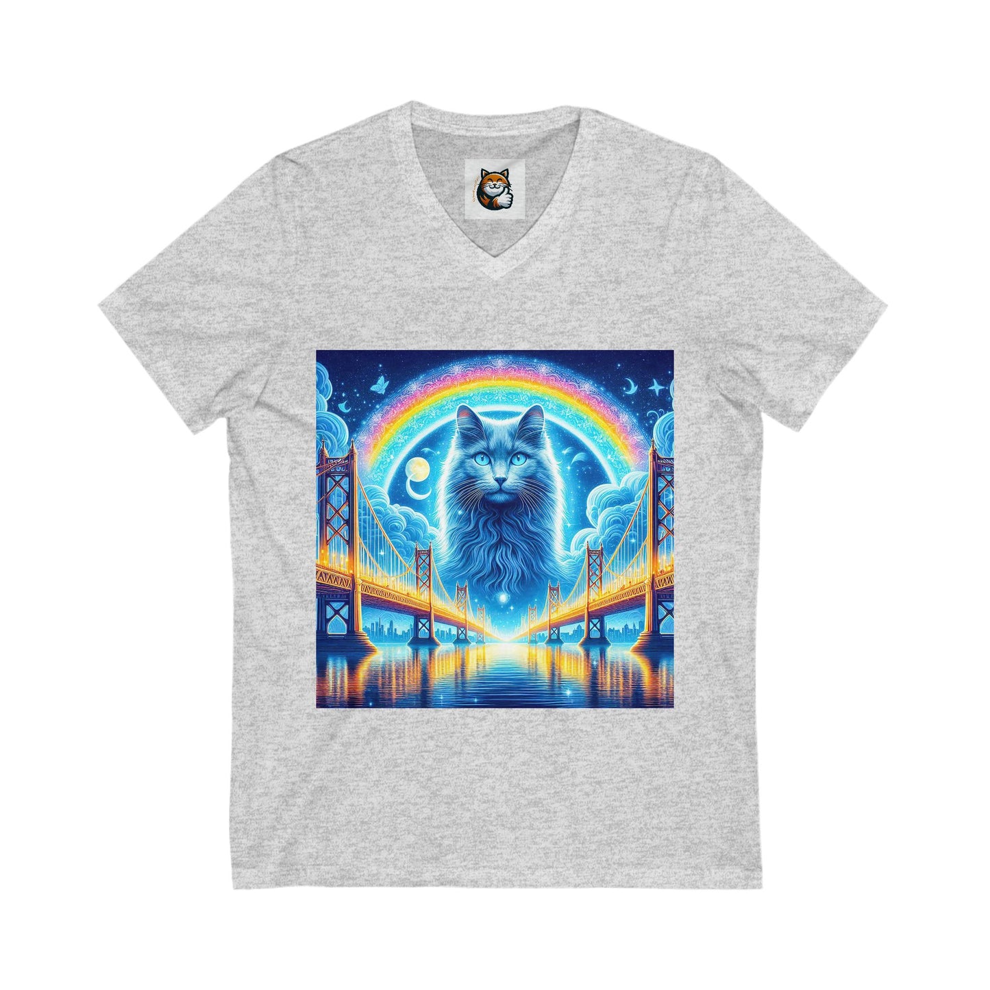 Russian Blue Cat Unisex Jersey Short Sleeve V-Neck Tee