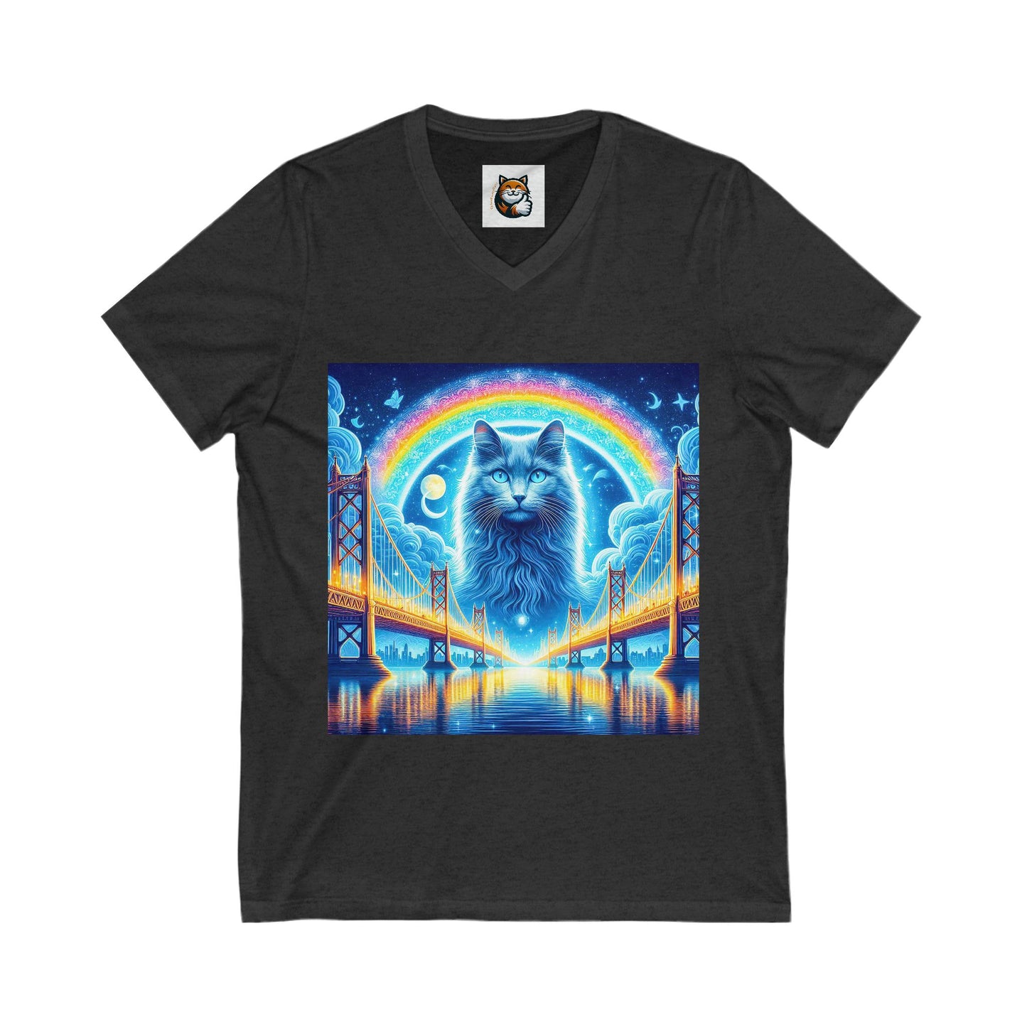 Russian Blue Cat Unisex Jersey Short Sleeve V-Neck Tee