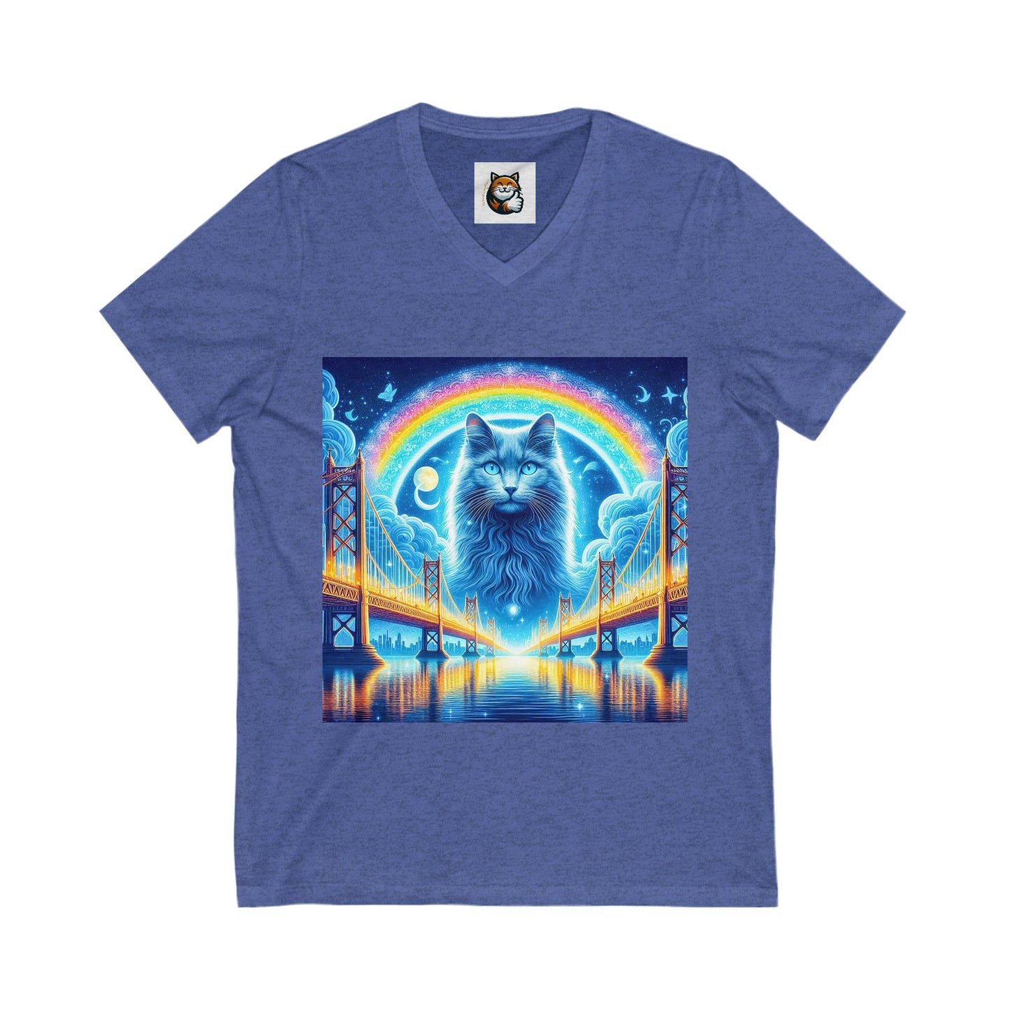 Russian Blue Cat Unisex Jersey Short Sleeve V-Neck Tee