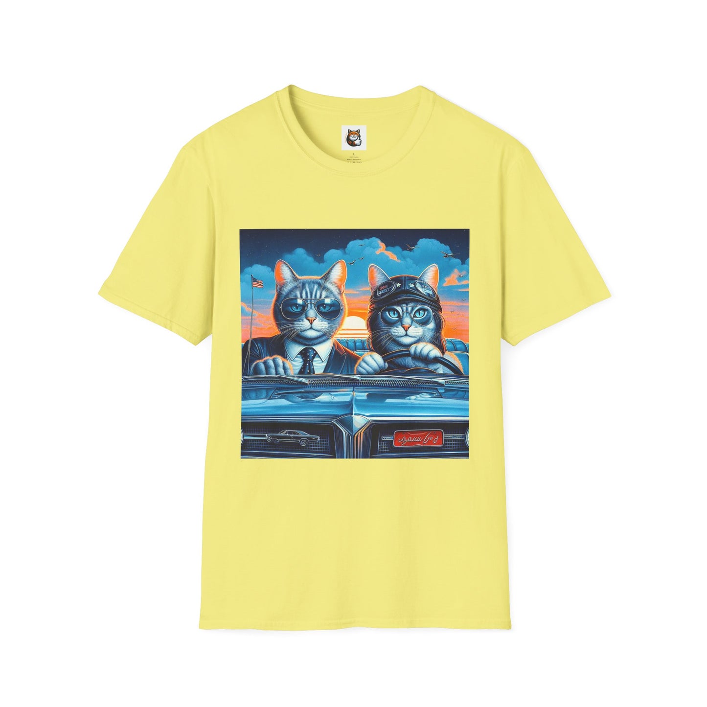 Wacky Russian Blue Cat cute couple driving T-Shirt