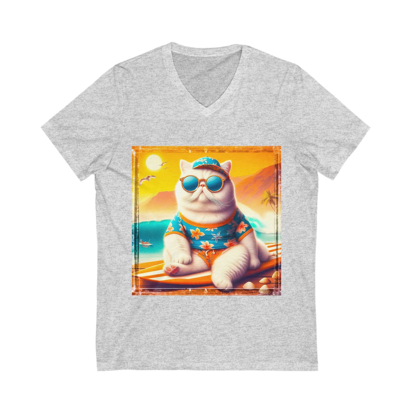 Exotic Shorthair Cat Unisex Jersey Short Sleeve V-Neck Tee
