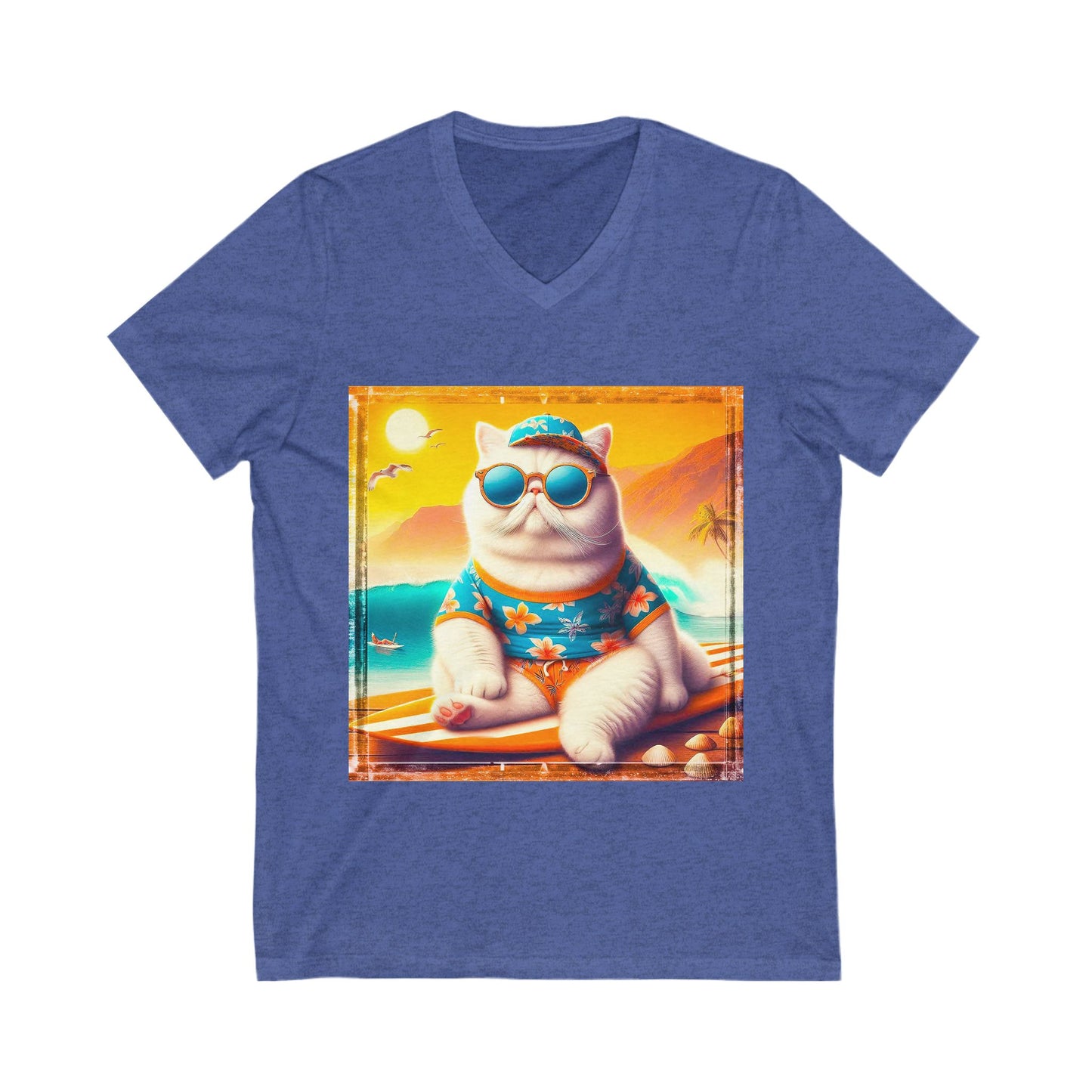 Exotic Shorthair Cat Unisex Jersey Short Sleeve V-Neck Tee