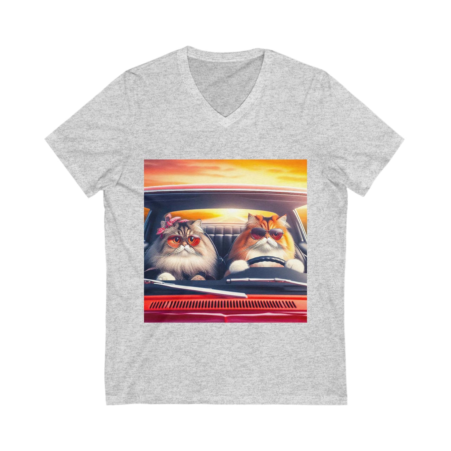 Wacky Persian Cat Unisex Jersey Short Sleeve V-Neck Tee