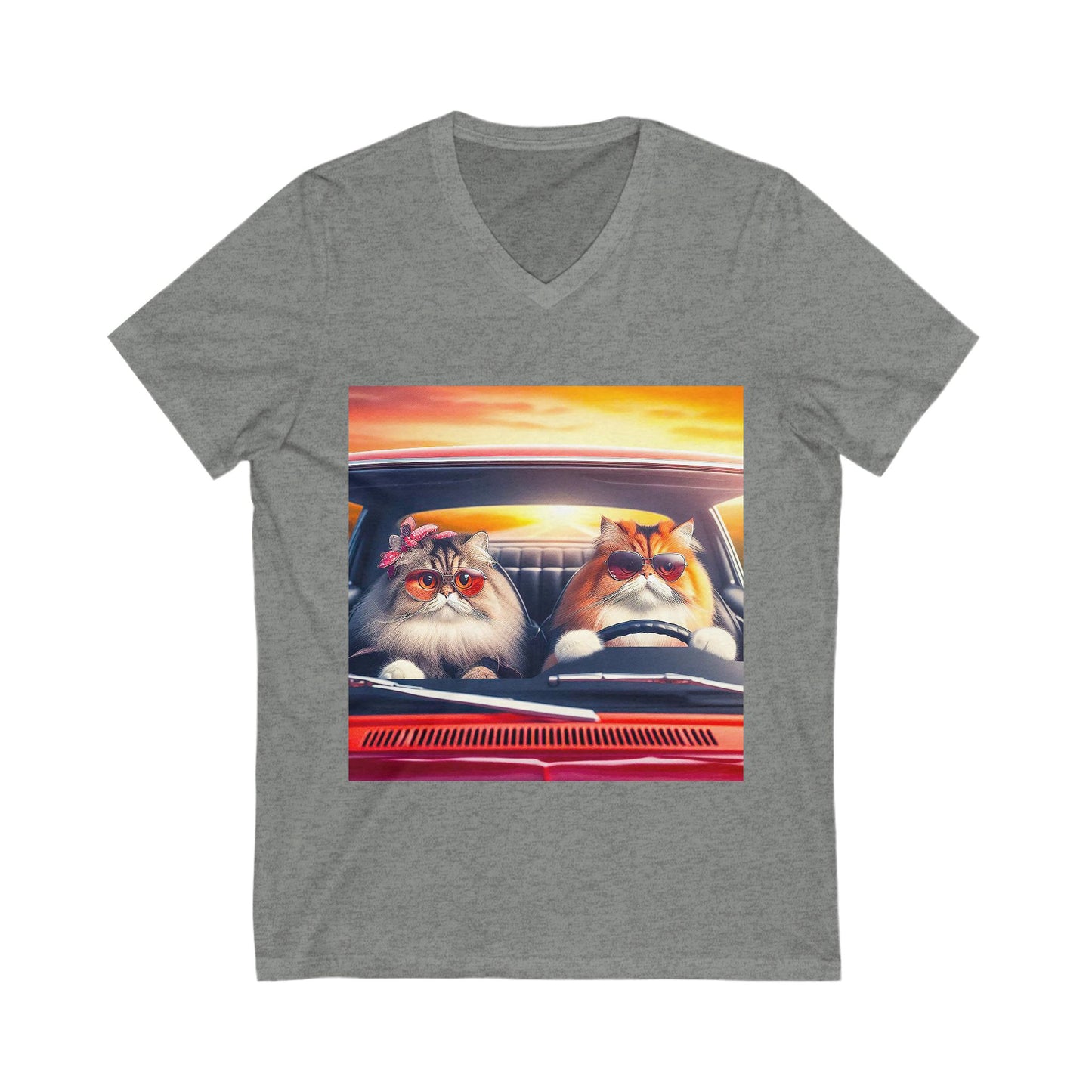 Wacky Persian Cat Unisex Jersey Short Sleeve V-Neck Tee