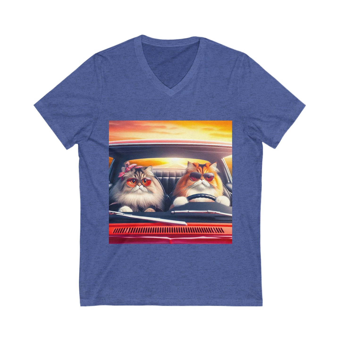 Wacky Persian Cat Unisex Jersey Short Sleeve V-Neck Tee