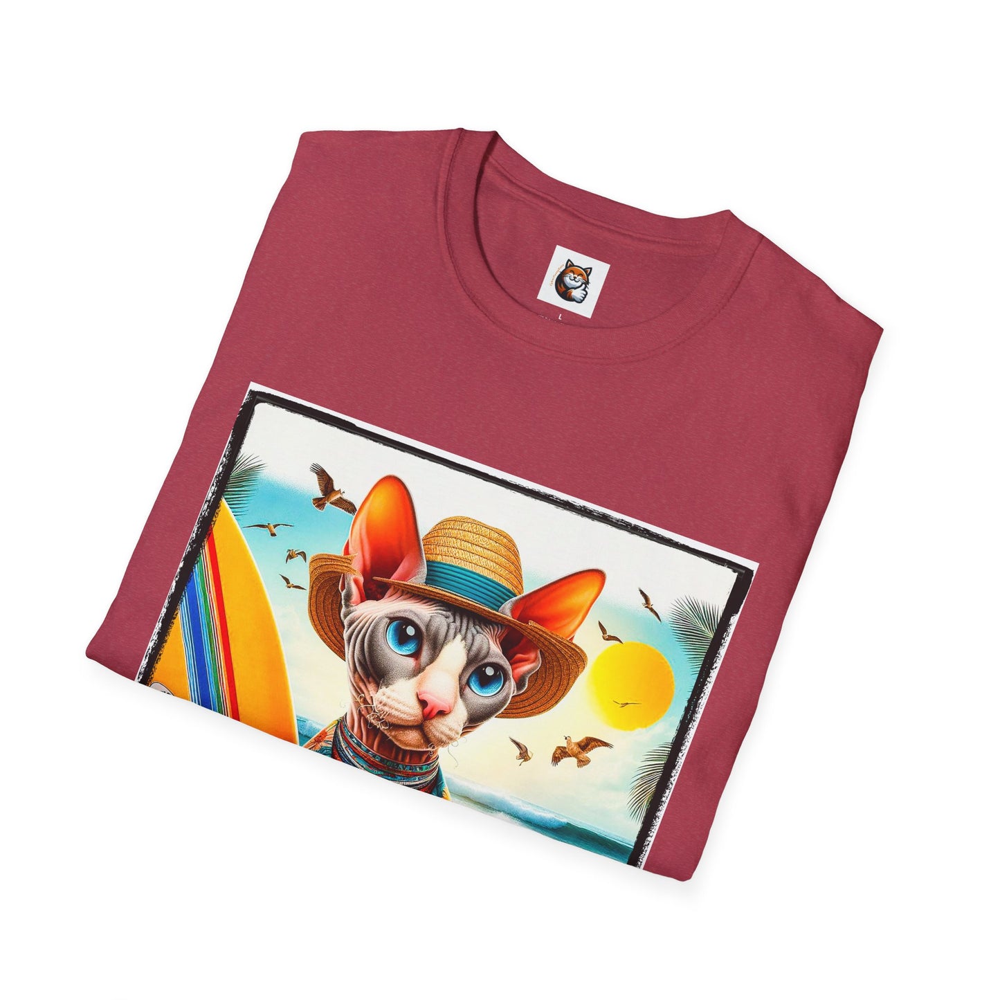 Cornish Rex Cat surfer kitty T-Shirt by Printify
