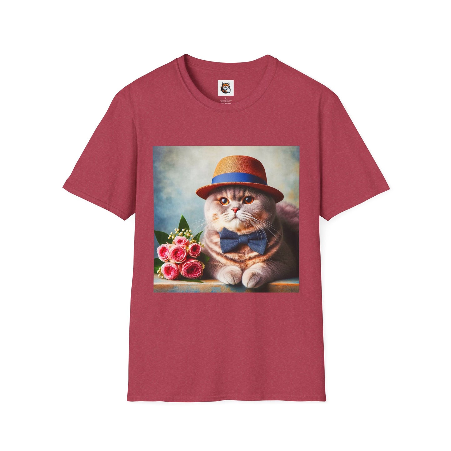 British Shorthair hat and bow Unisex Softstyle T-Shirt