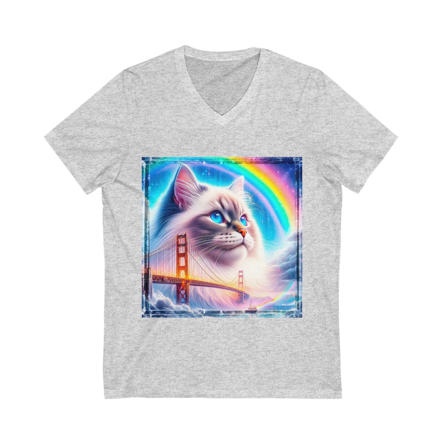Birman rainbow Jersey Short Sleeve V-Neck Tee