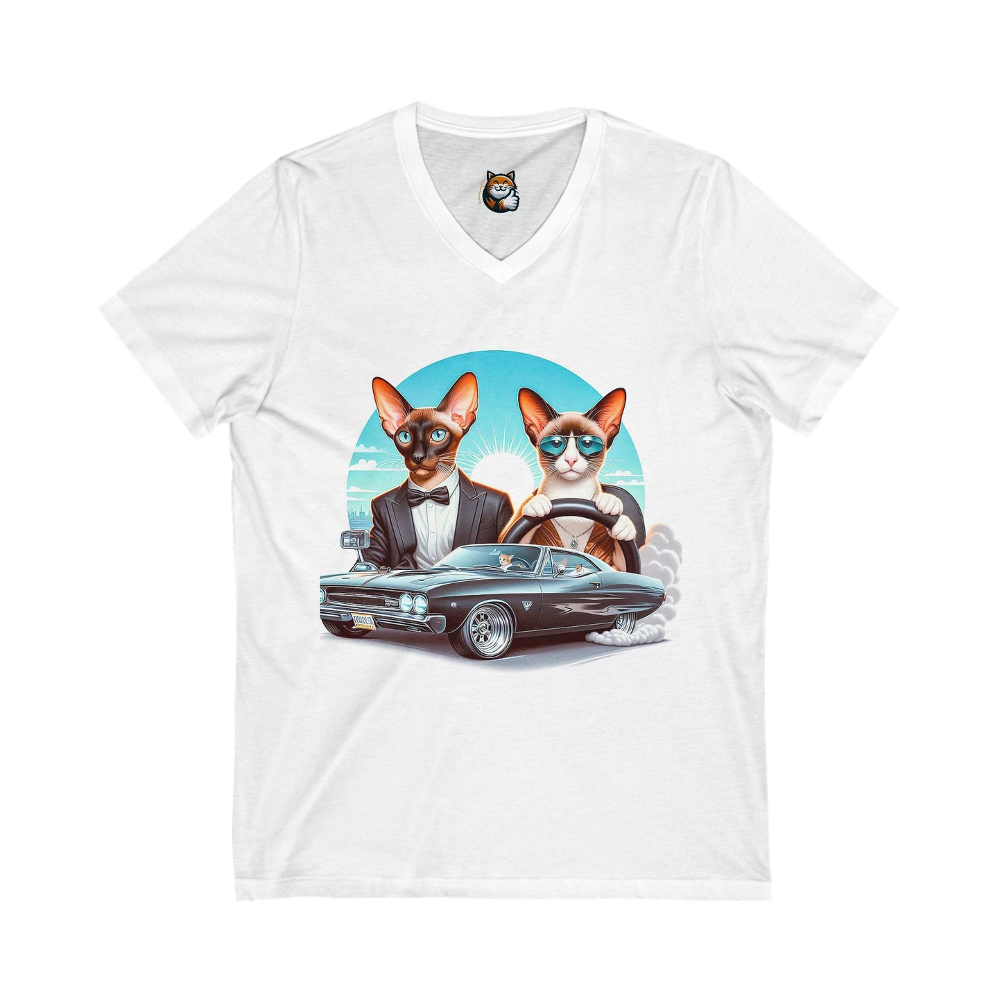 Wacky Oriental Shorthair Unisex Jersey Short Sleeve V-Neck Tee