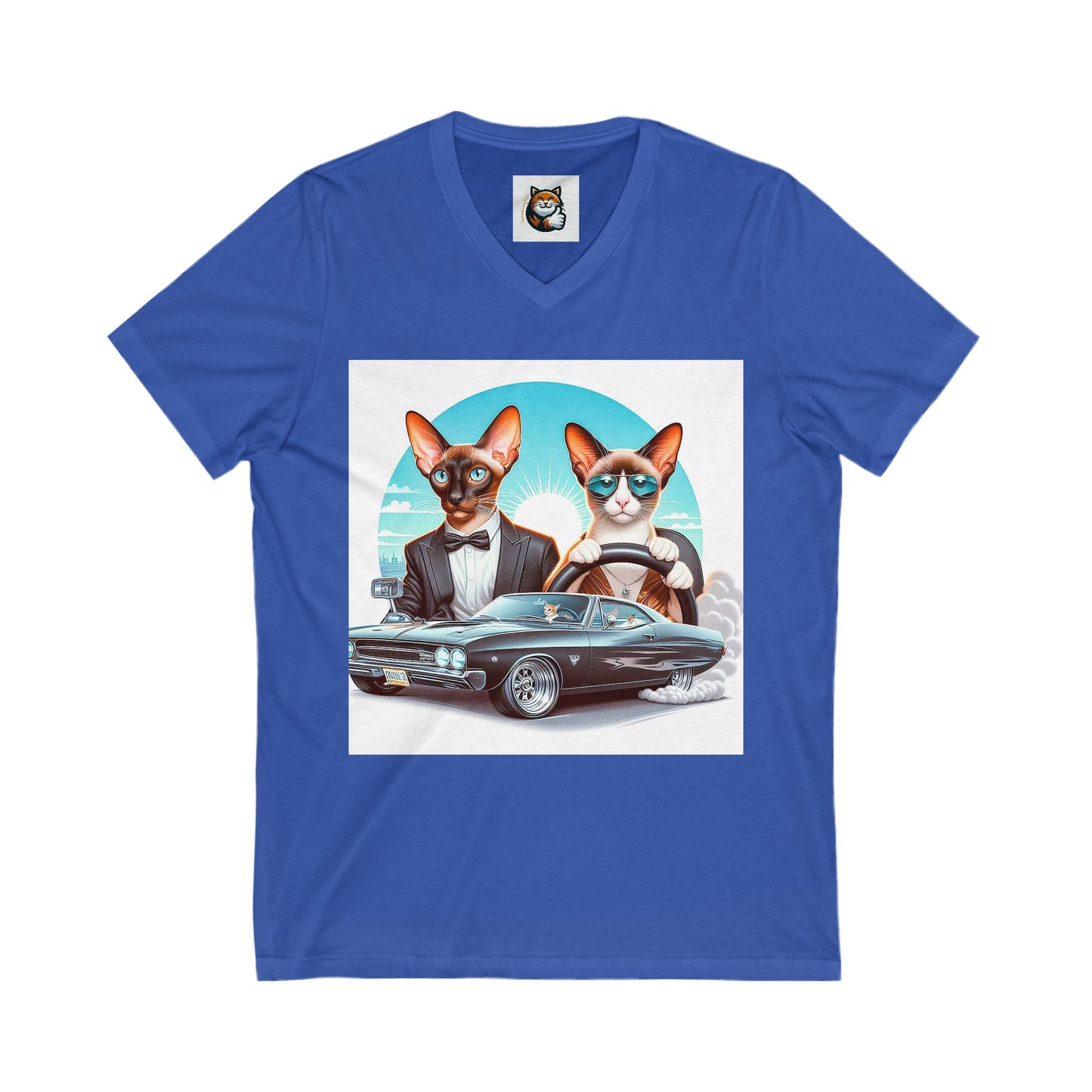 Wacky Oriental Shorthair Unisex Jersey Short Sleeve V-Neck Tee