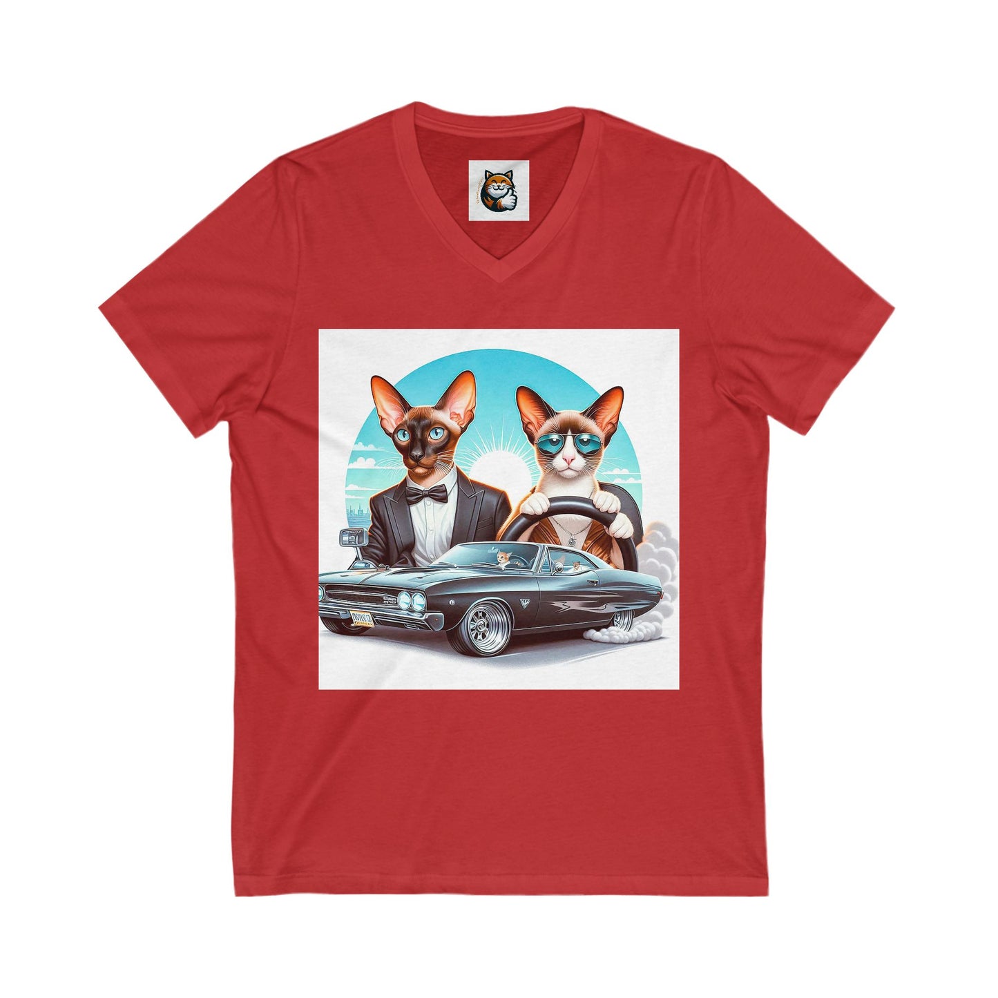 Wacky Oriental Shorthair Unisex Jersey Short Sleeve V-Neck Tee