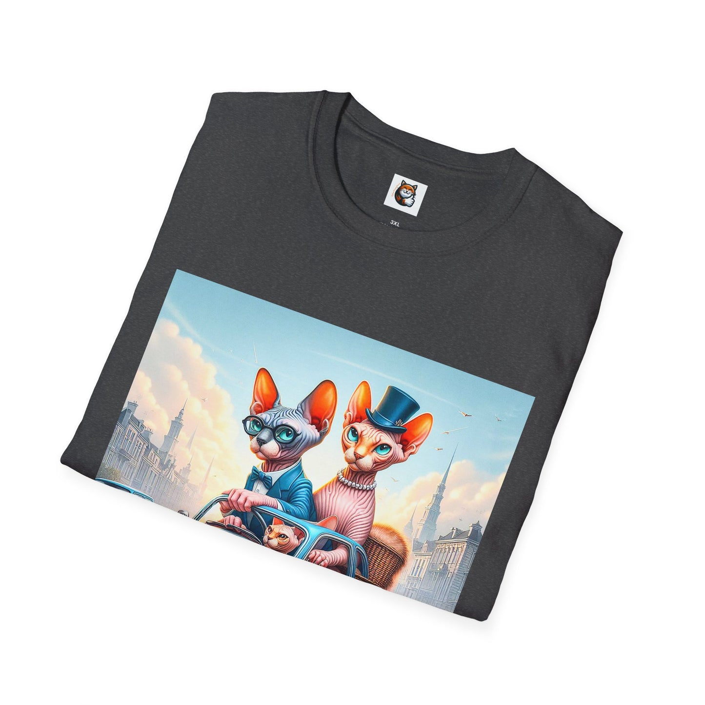 Wacky Sphynx Cat blue car