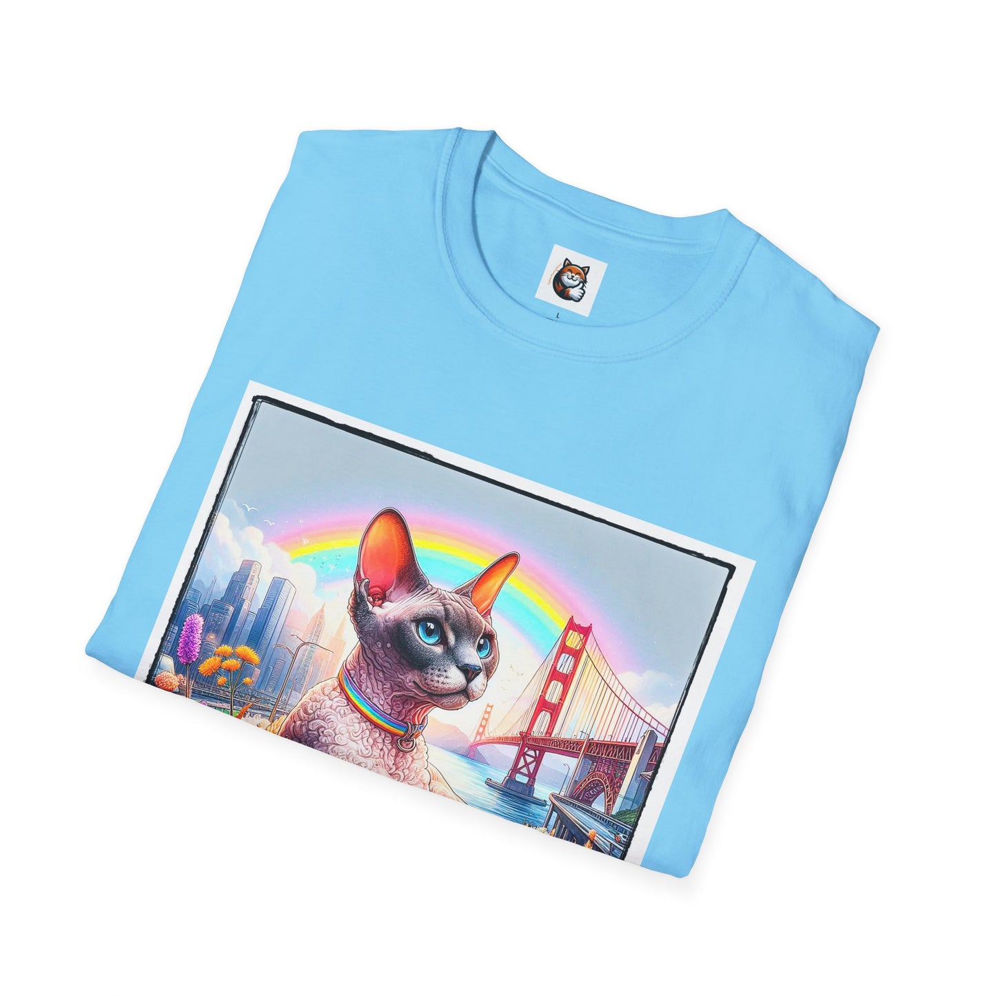 Devon Rex Cat rainbow Softstyle T-Shirt