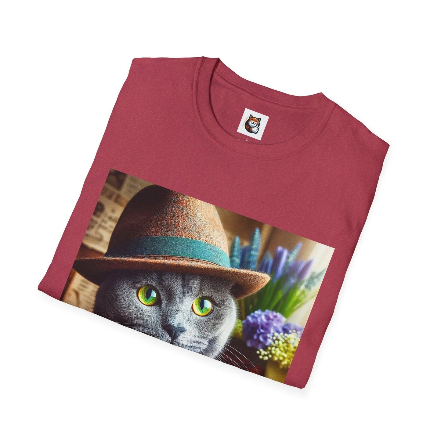 Russian Blue Cat hat and bow tie T-Shirt by Printify