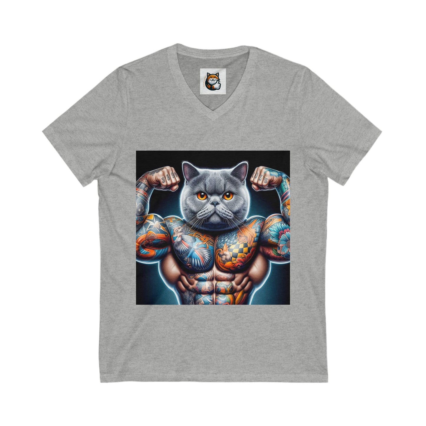 British Shorthair muscles Jersey Short Sleeve V-Neck Tee