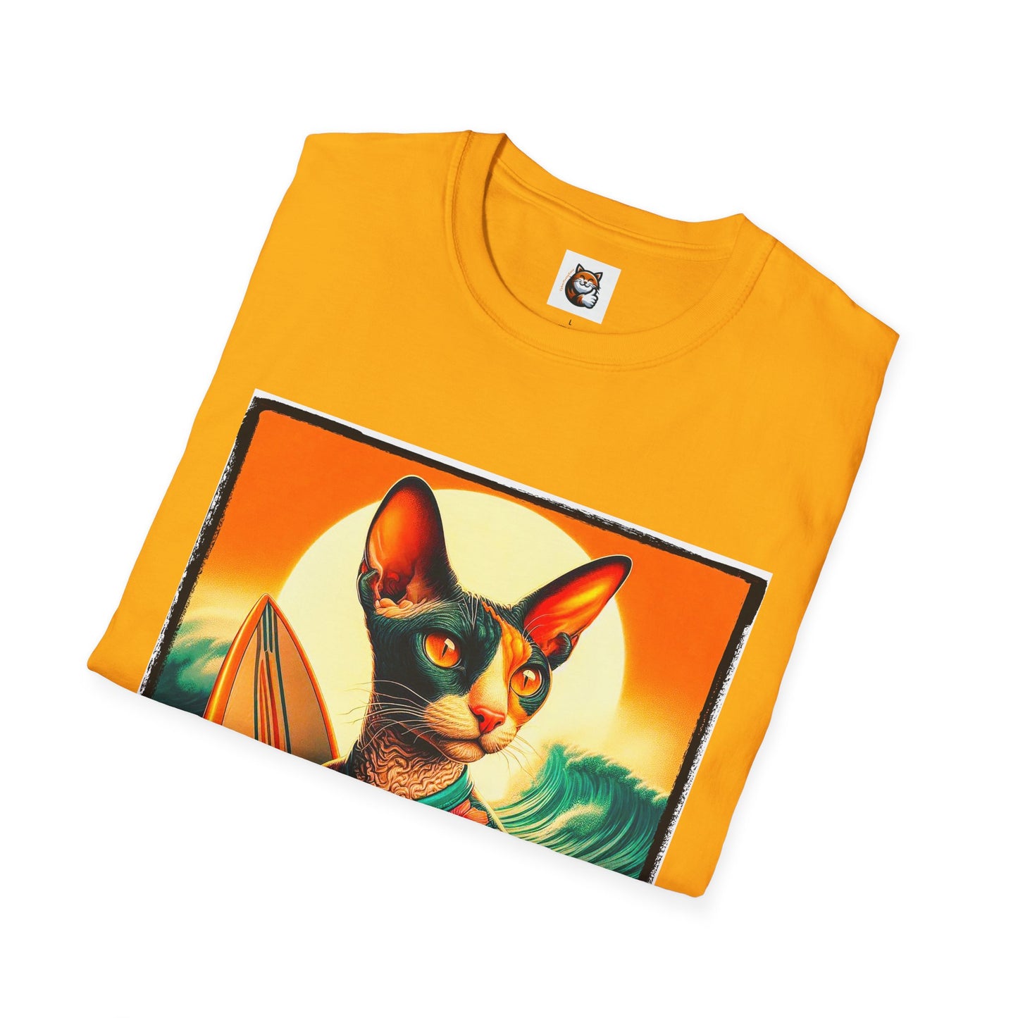 Cornish Rex Cat crashing waves T-Shirt