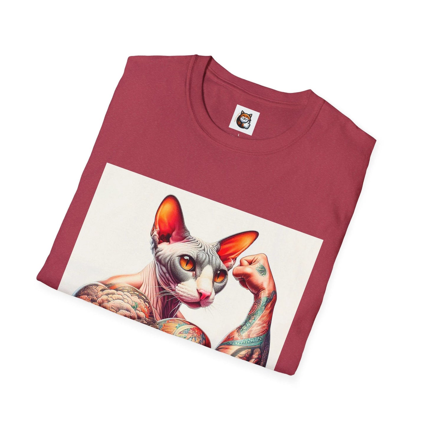 Cornish Rex Cat muscles T-Shirt by Printify