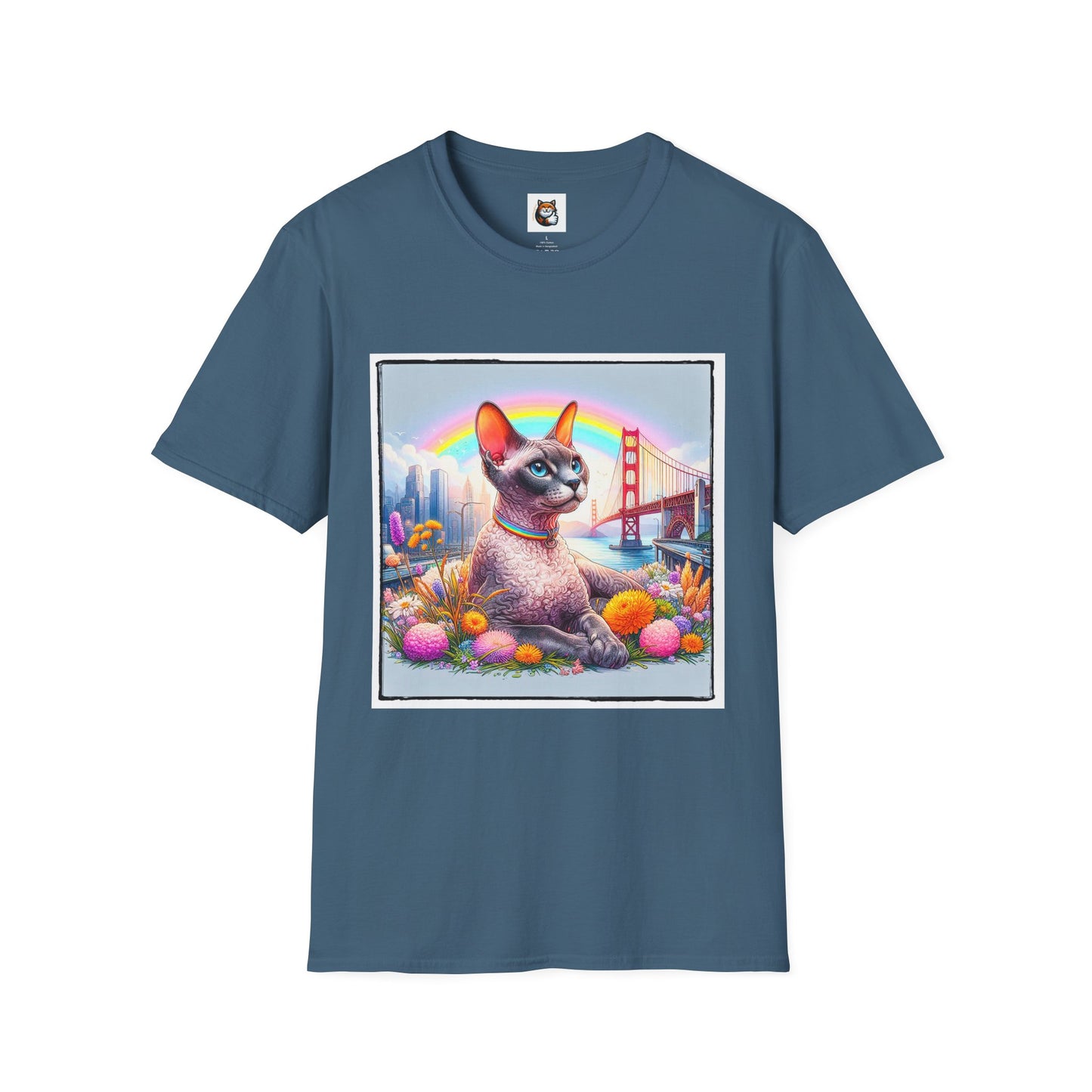 Devon Rex Cat rainbow Softstyle T-Shirt