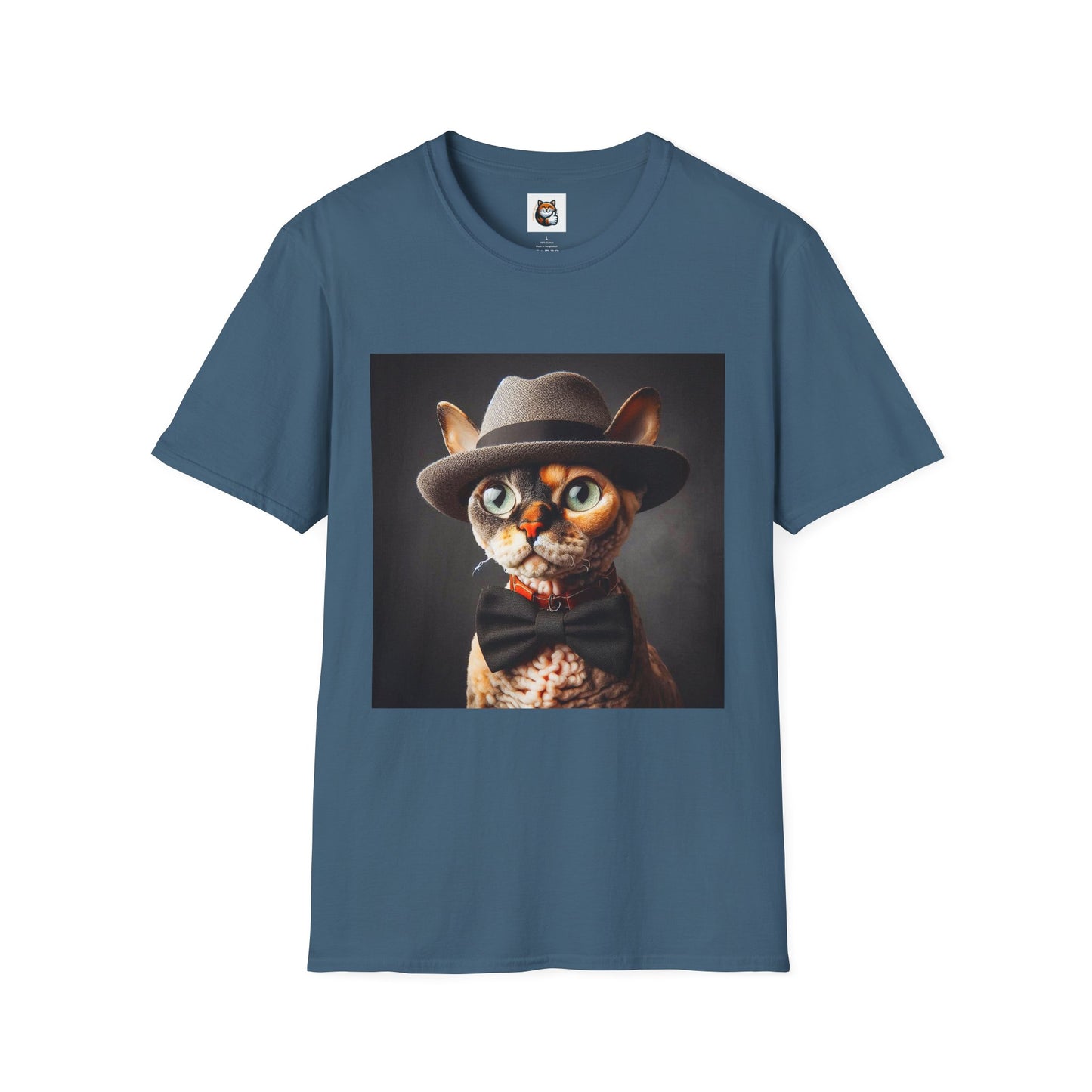 Devon Rex Cat hat and tie Softstyle T-Shirt