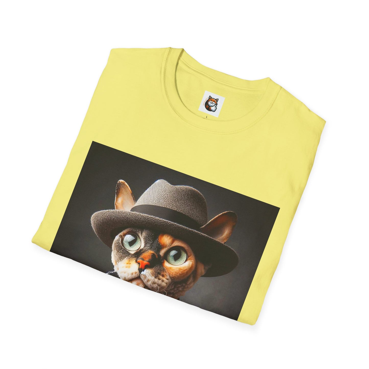 Devon Rex Cat hat and tie Softstyle T-Shirt