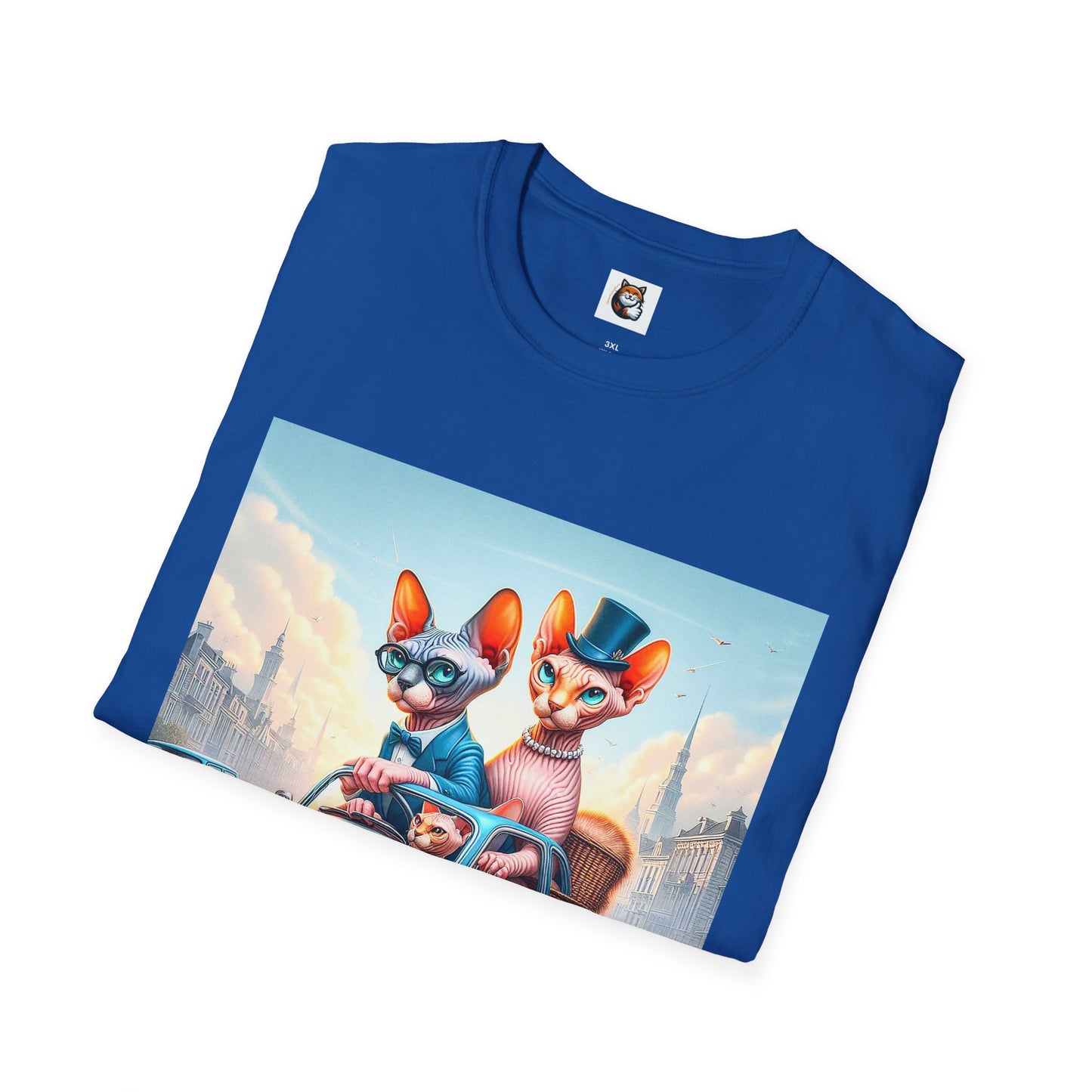 Wacky Sphynx Cat blue car