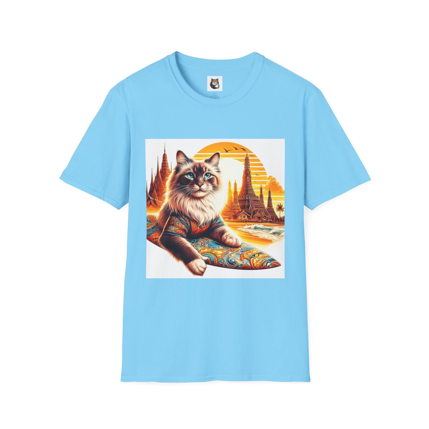 British Shorthair surfing Softstyle T-Shirt