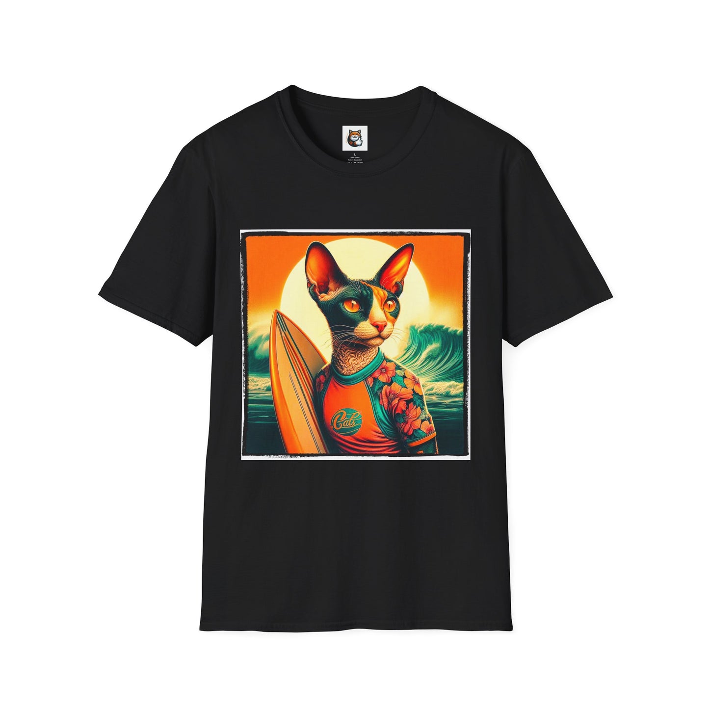 Cornish Rex Cat crashing waves T-Shirt