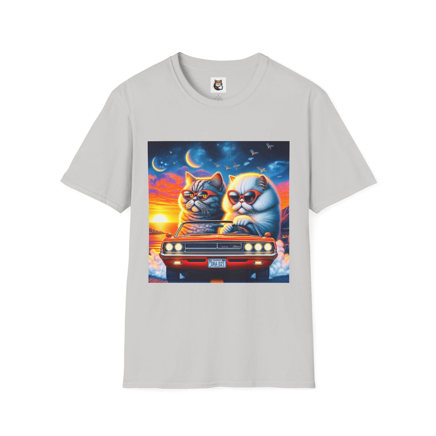 Selkirk Rex Cat T-Shirt sunset driving