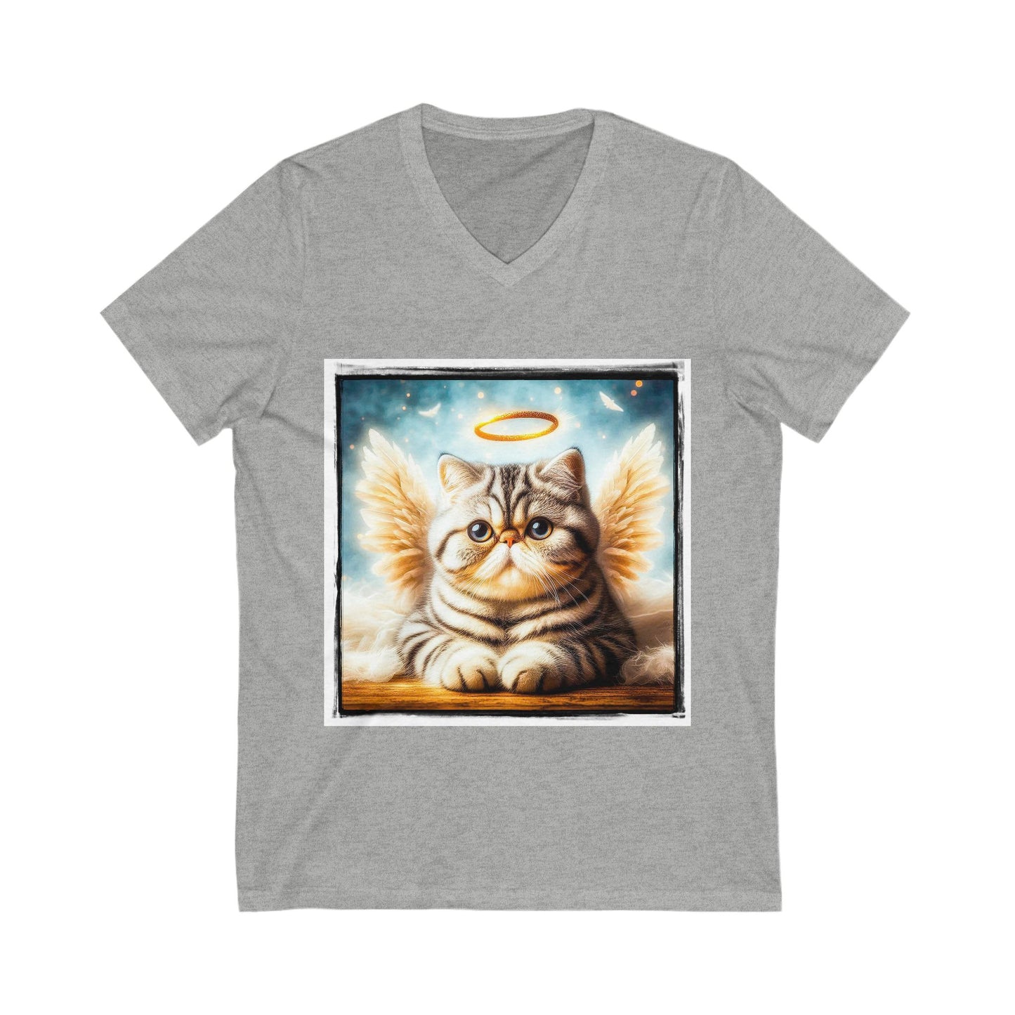 Exotic Shorthair Cat fluffy Angel Short Sleeve V-Neck Tee