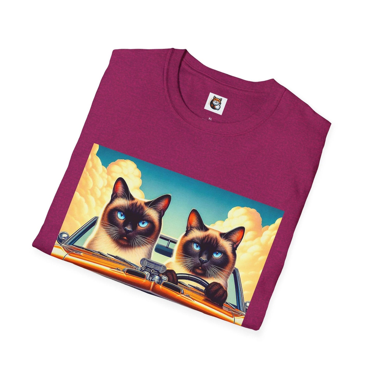 Wacky Siamese Cats driving in car by Printify