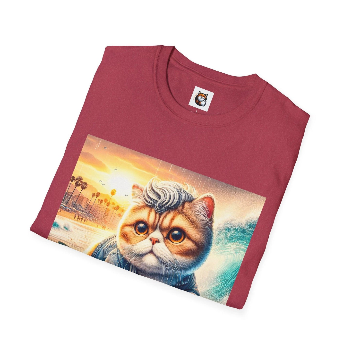 Selkirk Rex Cat T-Shirt -handsome surfer by Printify