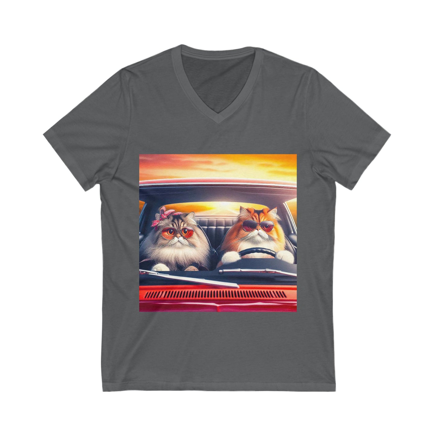 Wacky Persian Cat Unisex Jersey Short Sleeve V-Neck Tee