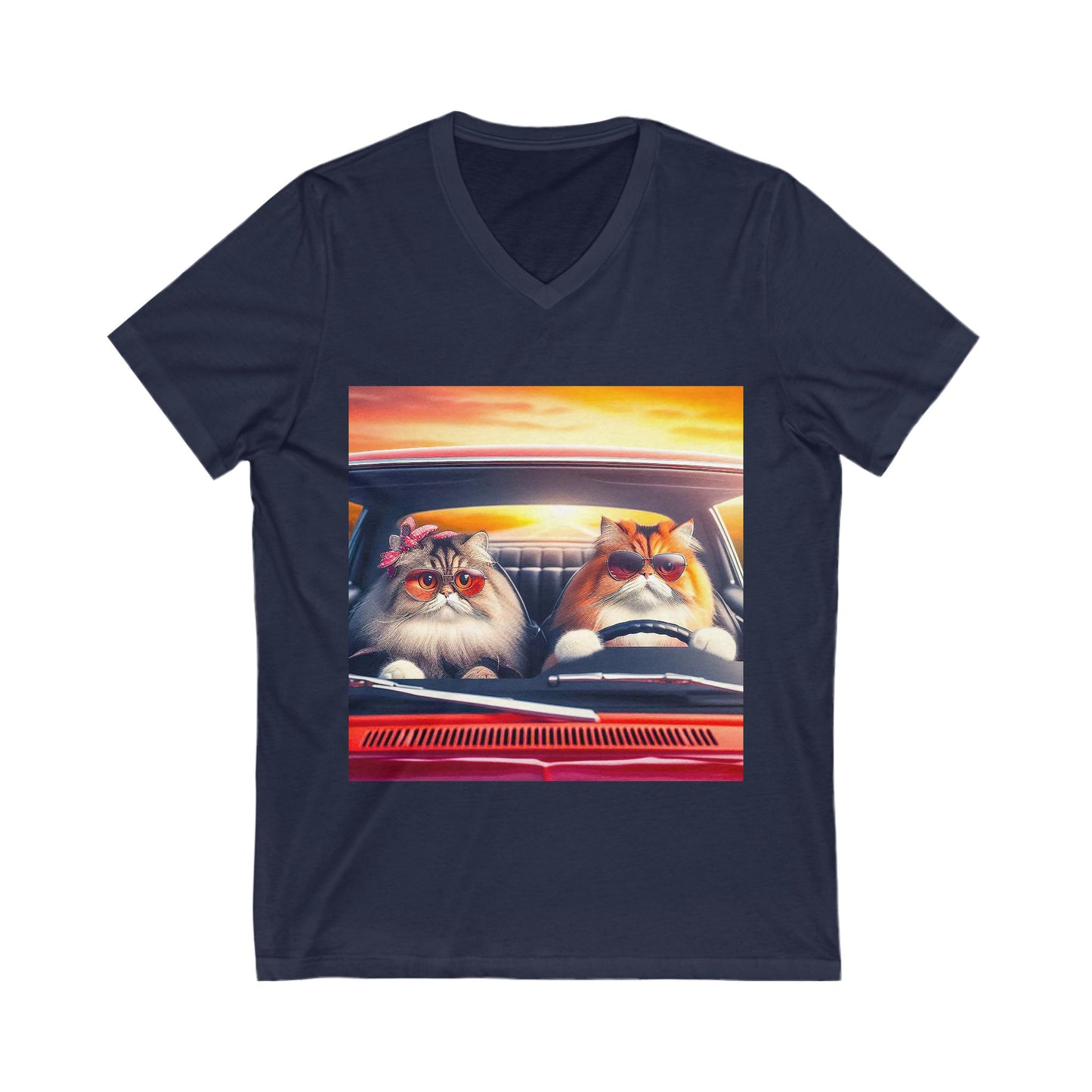 Wacky Persian Cat Unisex Jersey Short Sleeve V-Neck Tee