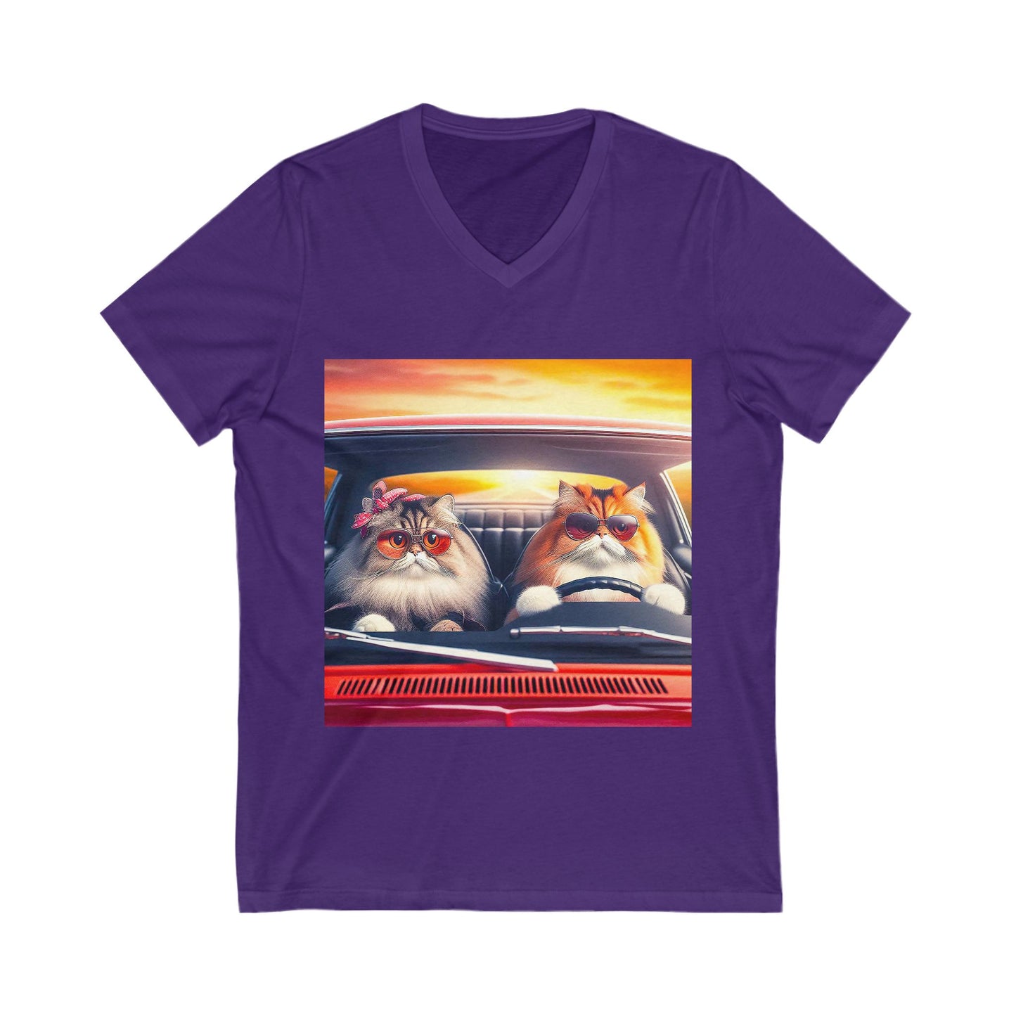 Wacky Persian Cat Unisex Jersey Short Sleeve V-Neck Tee