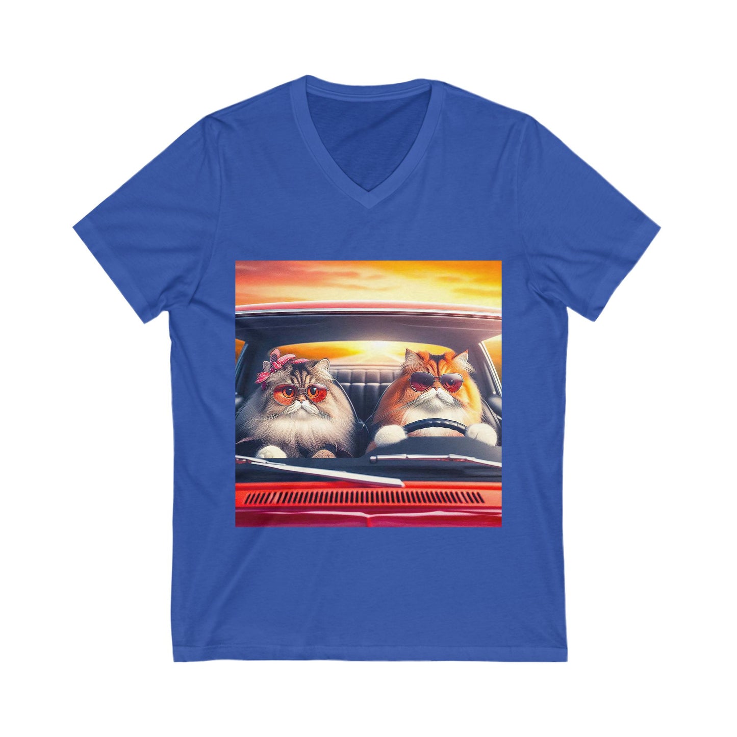 Wacky Persian Cat Unisex Jersey Short Sleeve V-Neck Tee