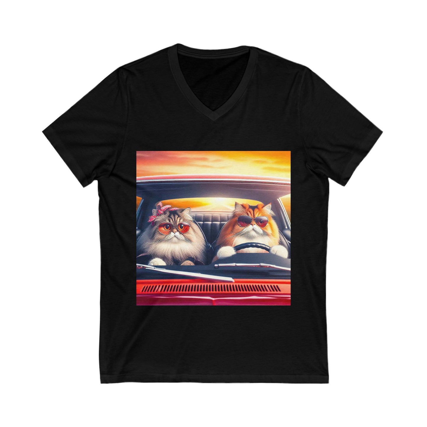 Wacky Persian Cat Unisex Jersey Short Sleeve V-Neck Tee