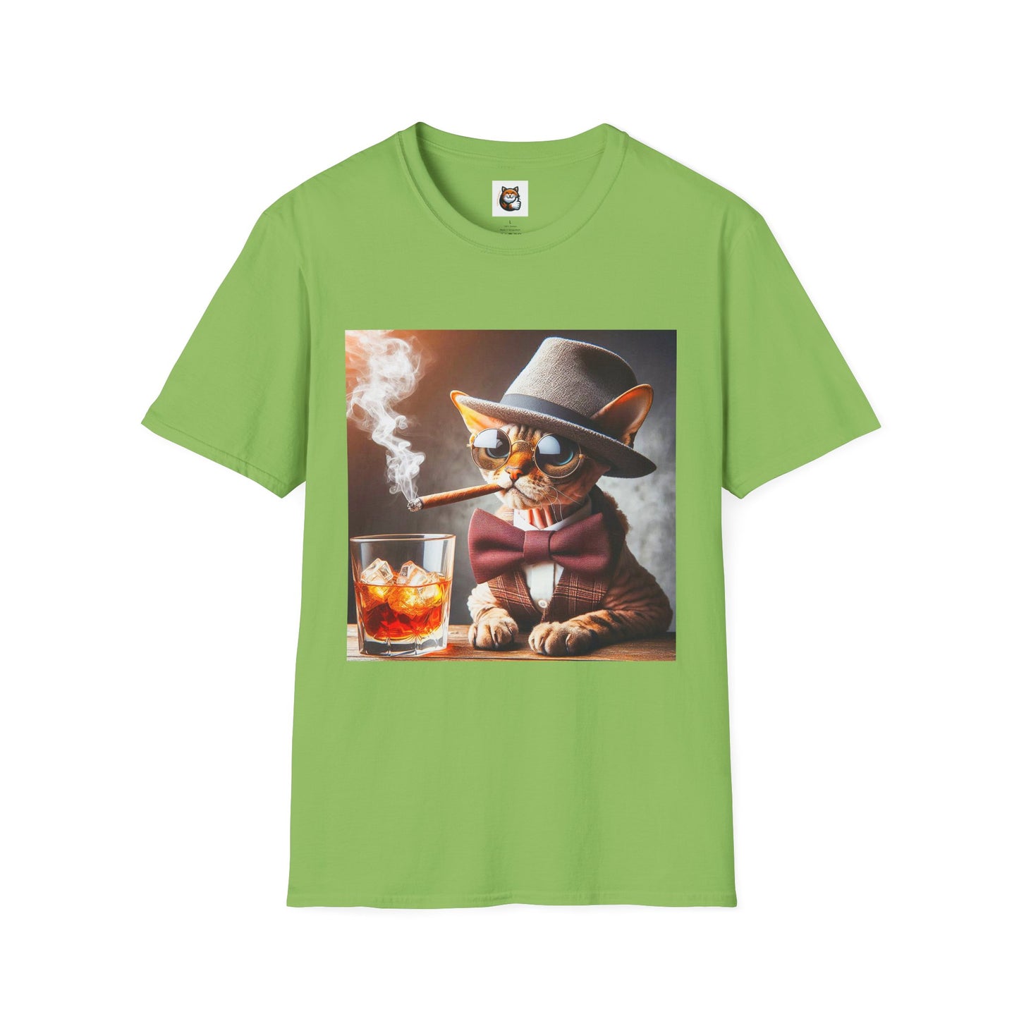 Devon Rex Cat whiskey drinker Softstyle T-Shirt
